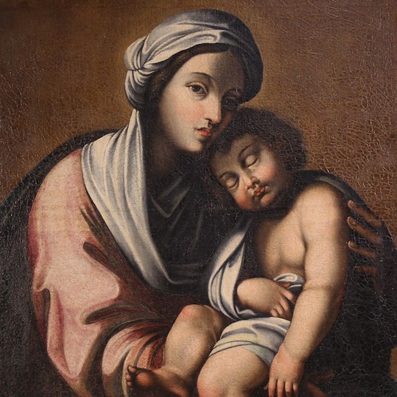 Antique Italian Painting Madonna And Child From The 18th Century photo furniture