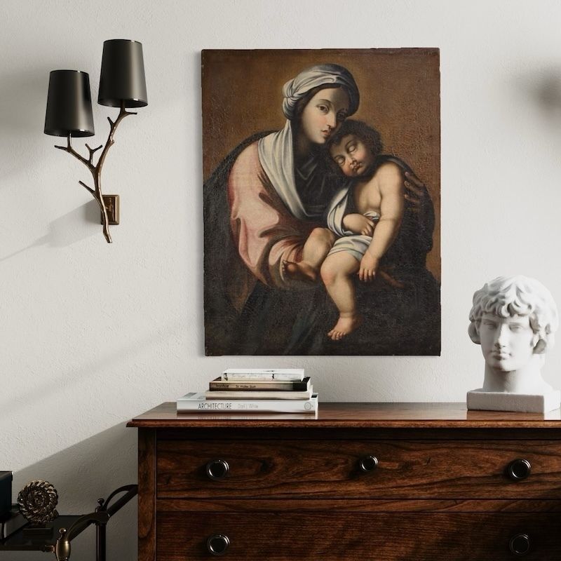 Antique Italian Painting Madonna And Child From The 18th Century photo buy