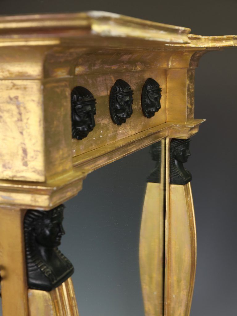 Fine Regency Revival Giltwood & Bronze Egyptian Revival Pier Mirror photo buy