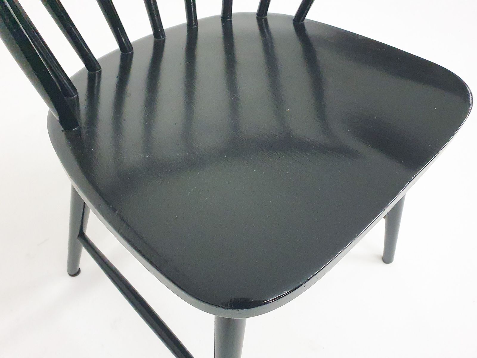 Black Spindle Back Dining Chair Attrb. To Nesto, Denmark 1960's photo vinterior