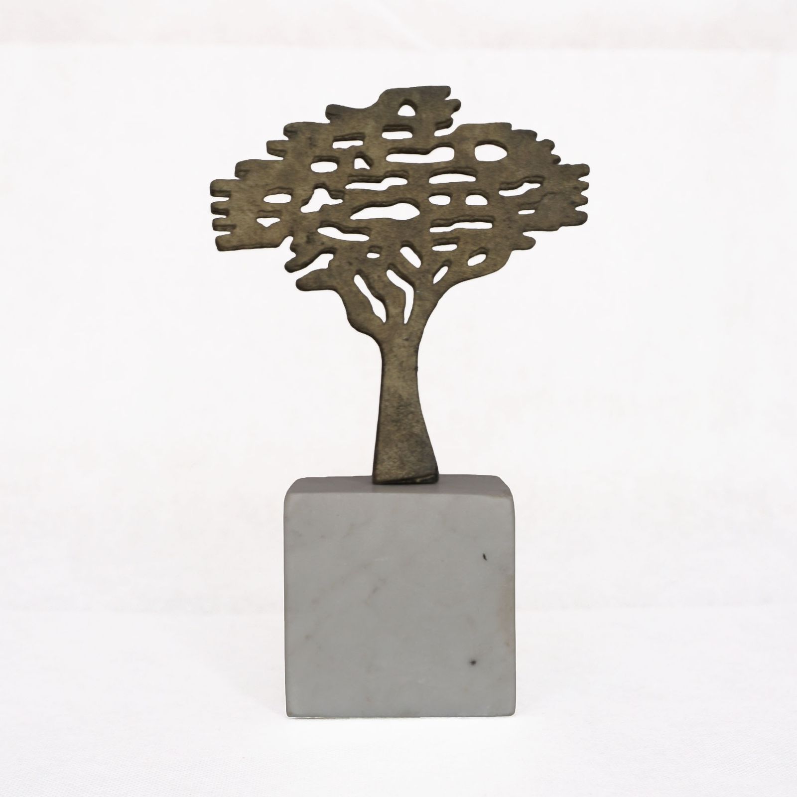 Mid Century Modernist Metal Abstract Tree Sculpture On Stone Base photo furniture