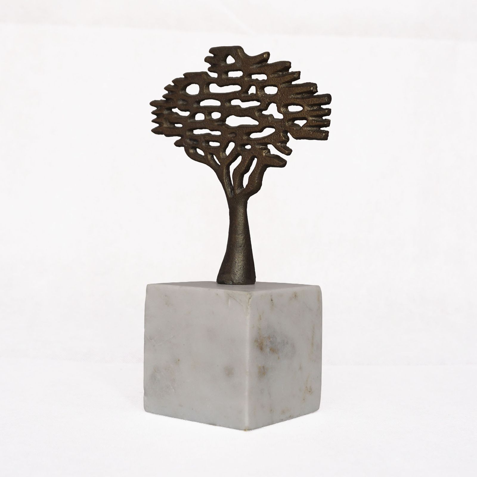 Mid Century Modernist Metal Abstract Tree Sculpture On Stone Base photo Art