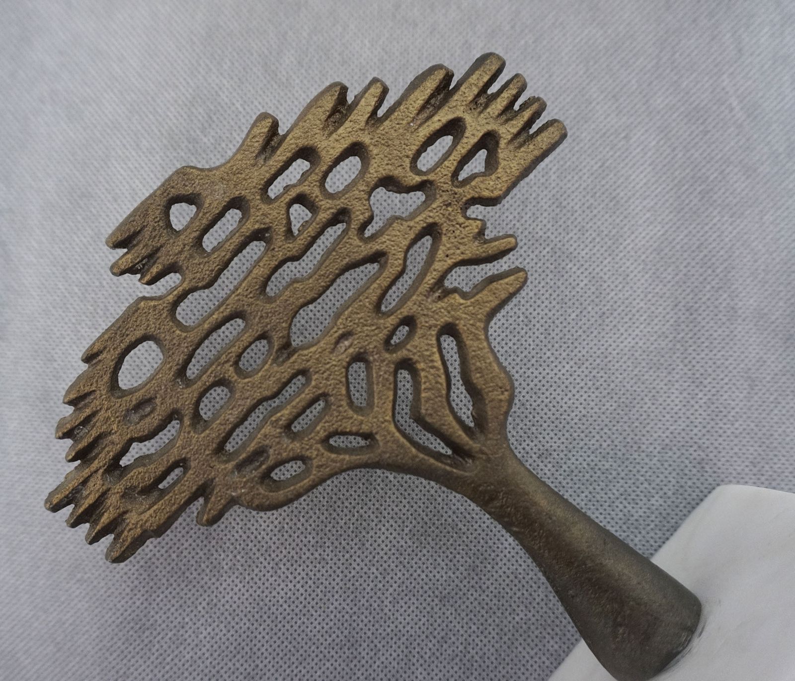 Mid Century Modernist Metal Abstract Tree Sculpture On Stone Base photo vinterior