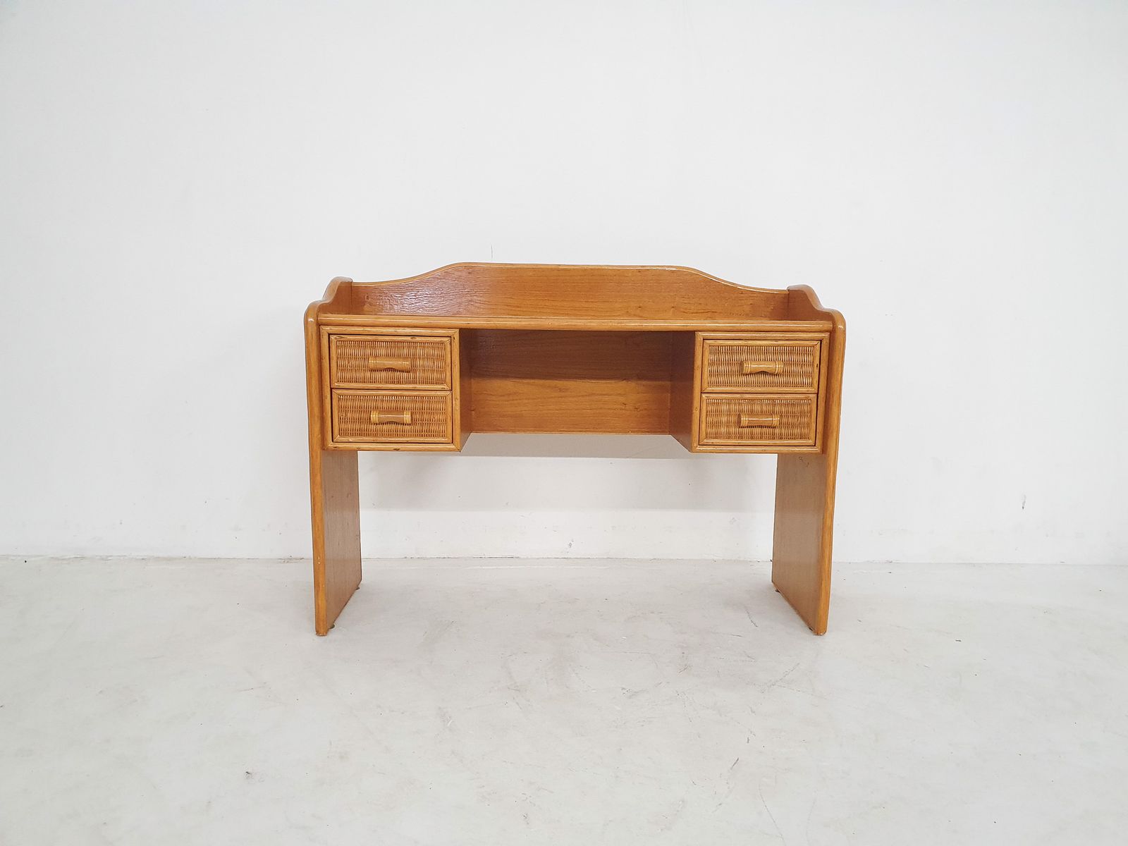 Mid Century Rattan Vanity Or Desk, The Netherlands 1970's photo furniture