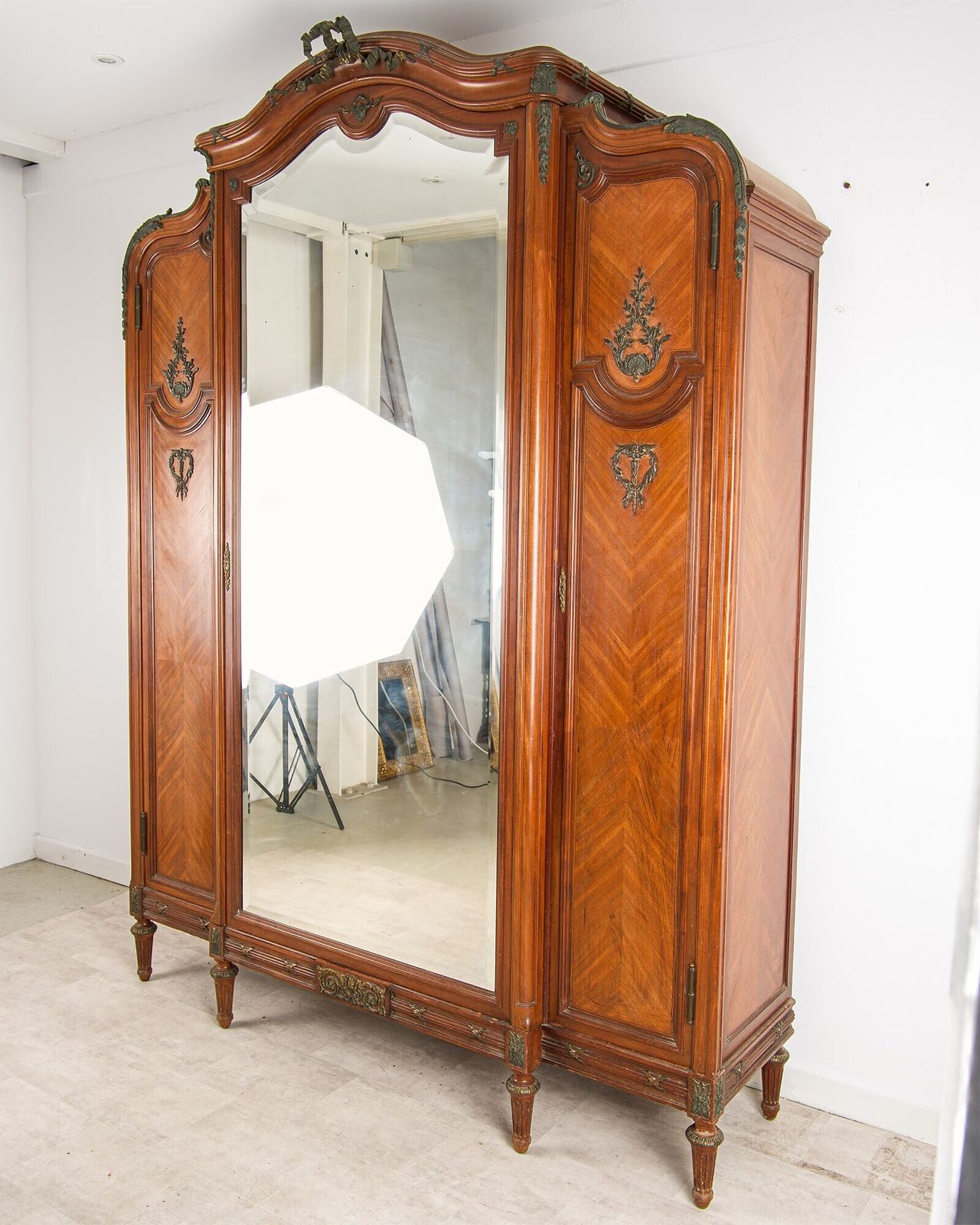Antique French Mahogany Armoire Wardrobe In The Manner Of François Linke photo 2850.0