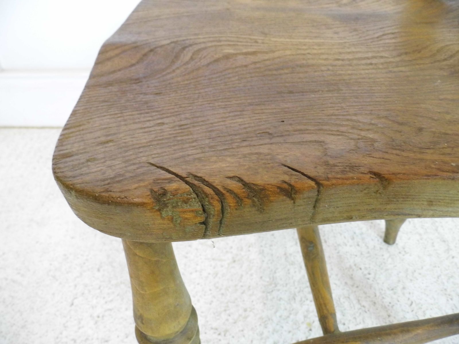 photo for sale Antique Lathback Welsh Windsor Chair Elm Seat G H Moore Carnarvon Stamp 1920s