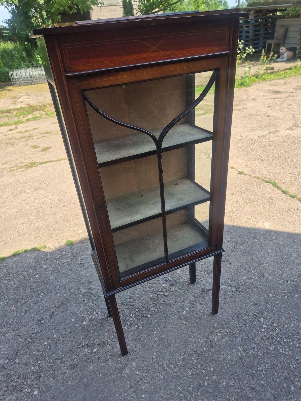 75.0 Tall Edwardian Inlaid Mahogany Display Glass Cabinet photo