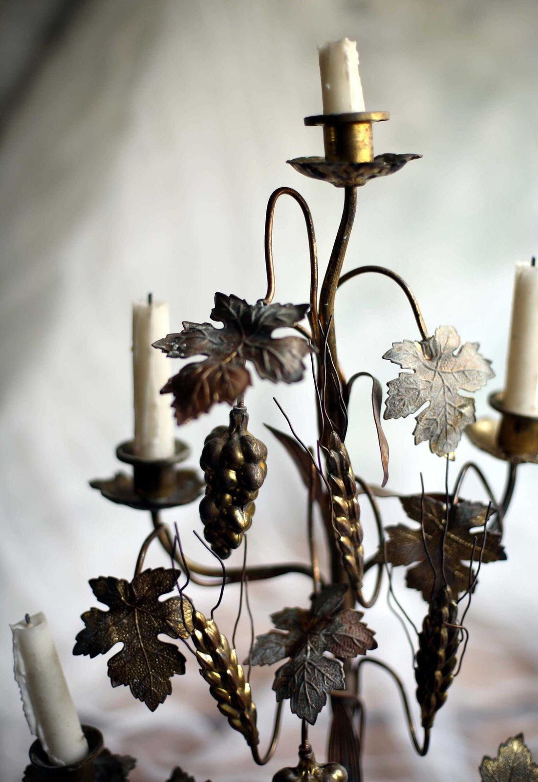 photo for sale Antique Candelabra French Church Alter Piece Grape Vines & Wheat Bronze Rococo Gilded