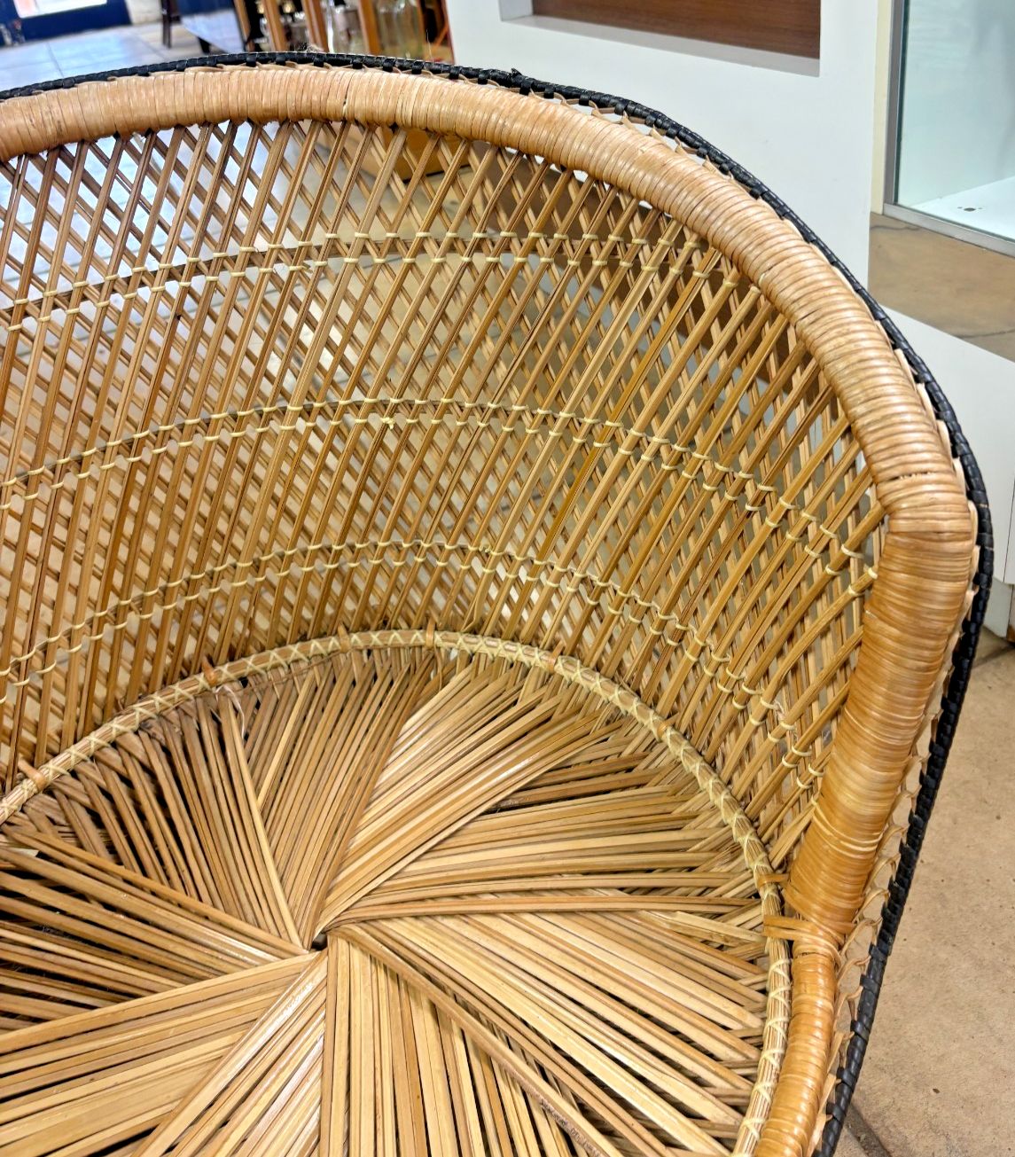Vintage 1970's Wicker/ Bamboo Cane Tub Chair photo 75.0