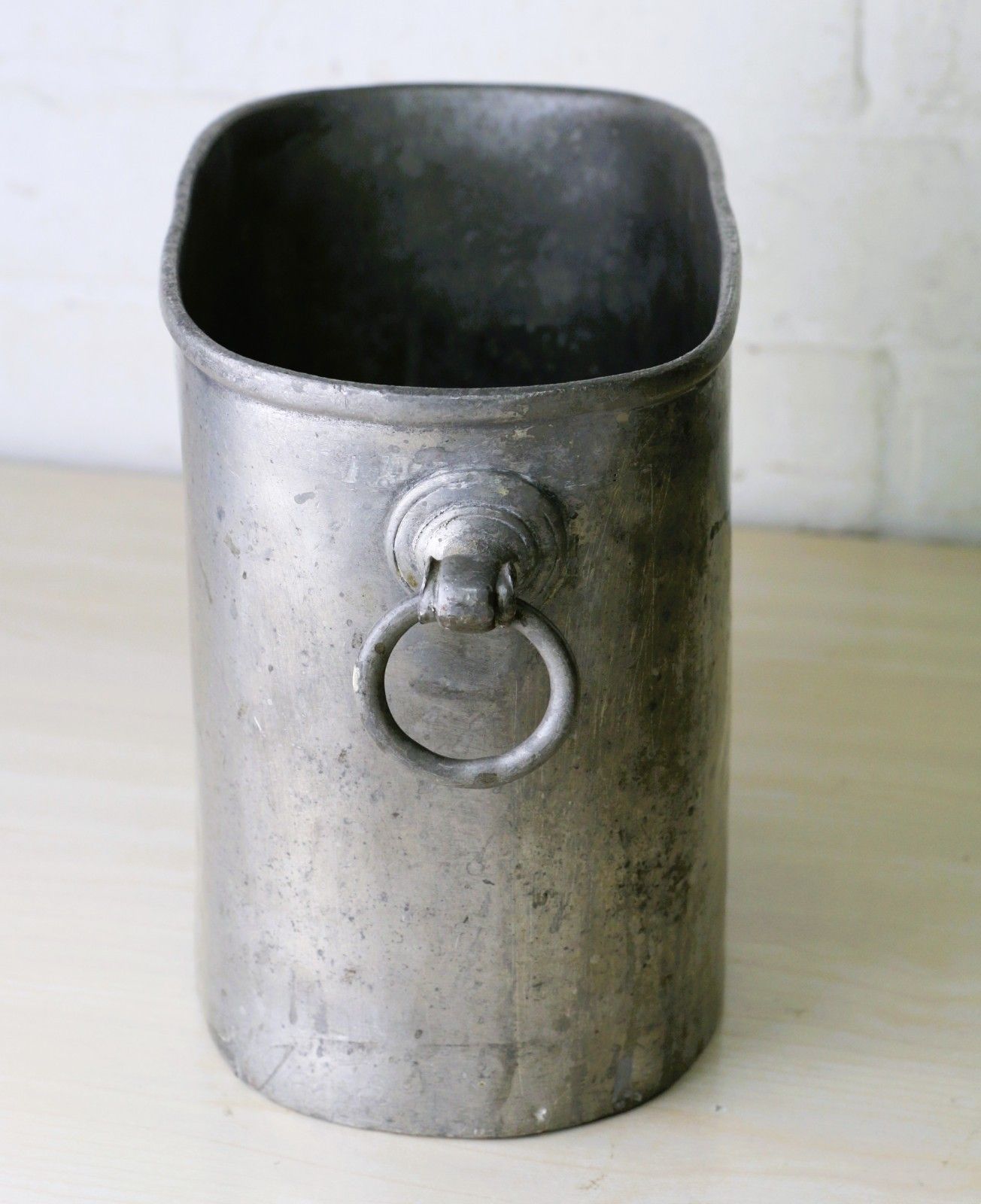 Antique Pewter Wine Cooler Heavy Well Made And Very Well Used See Images photo vintage