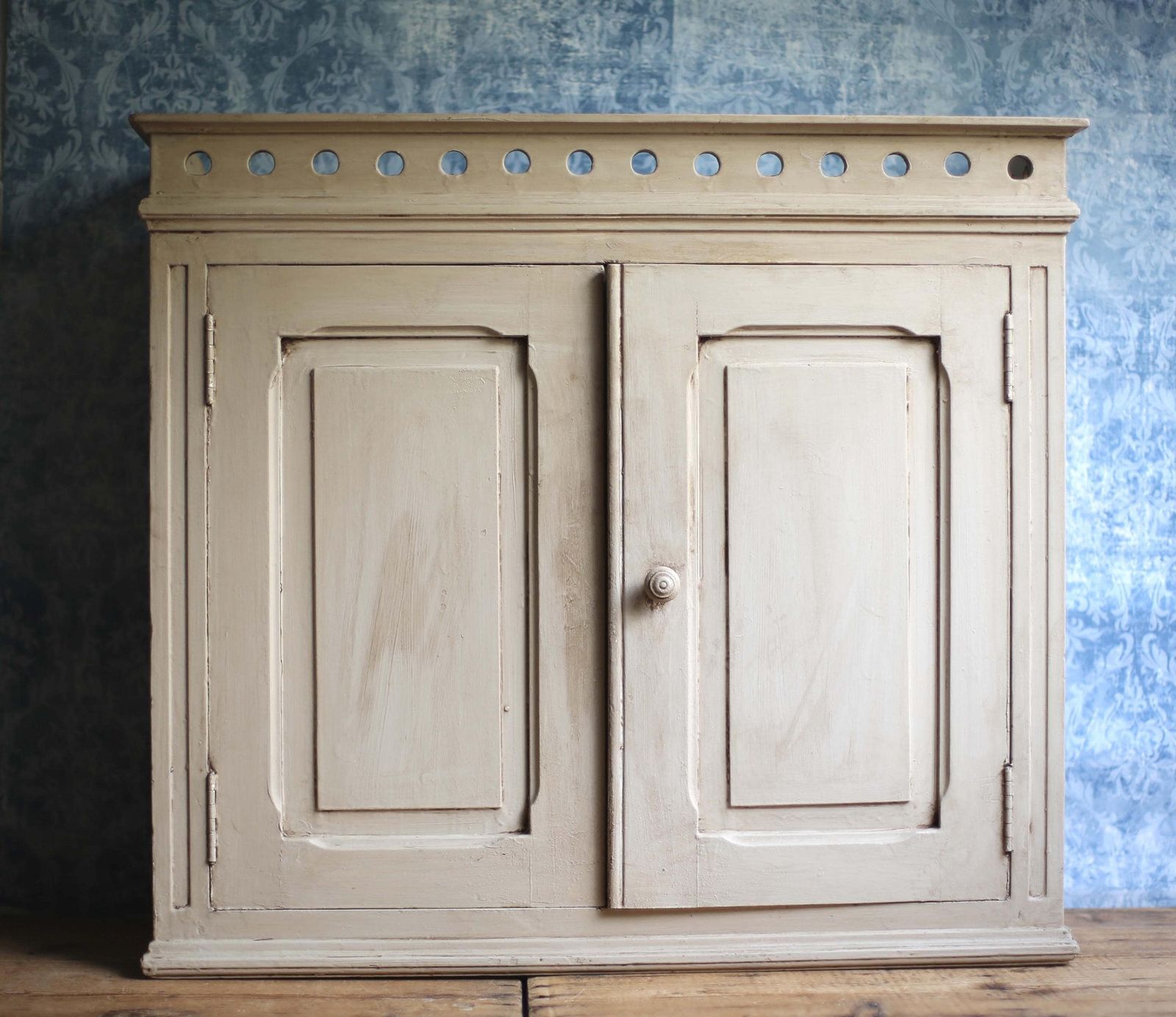 Antique Wooden Cabinet Painted Carved Kitchen Cupboard Unit photo furniture