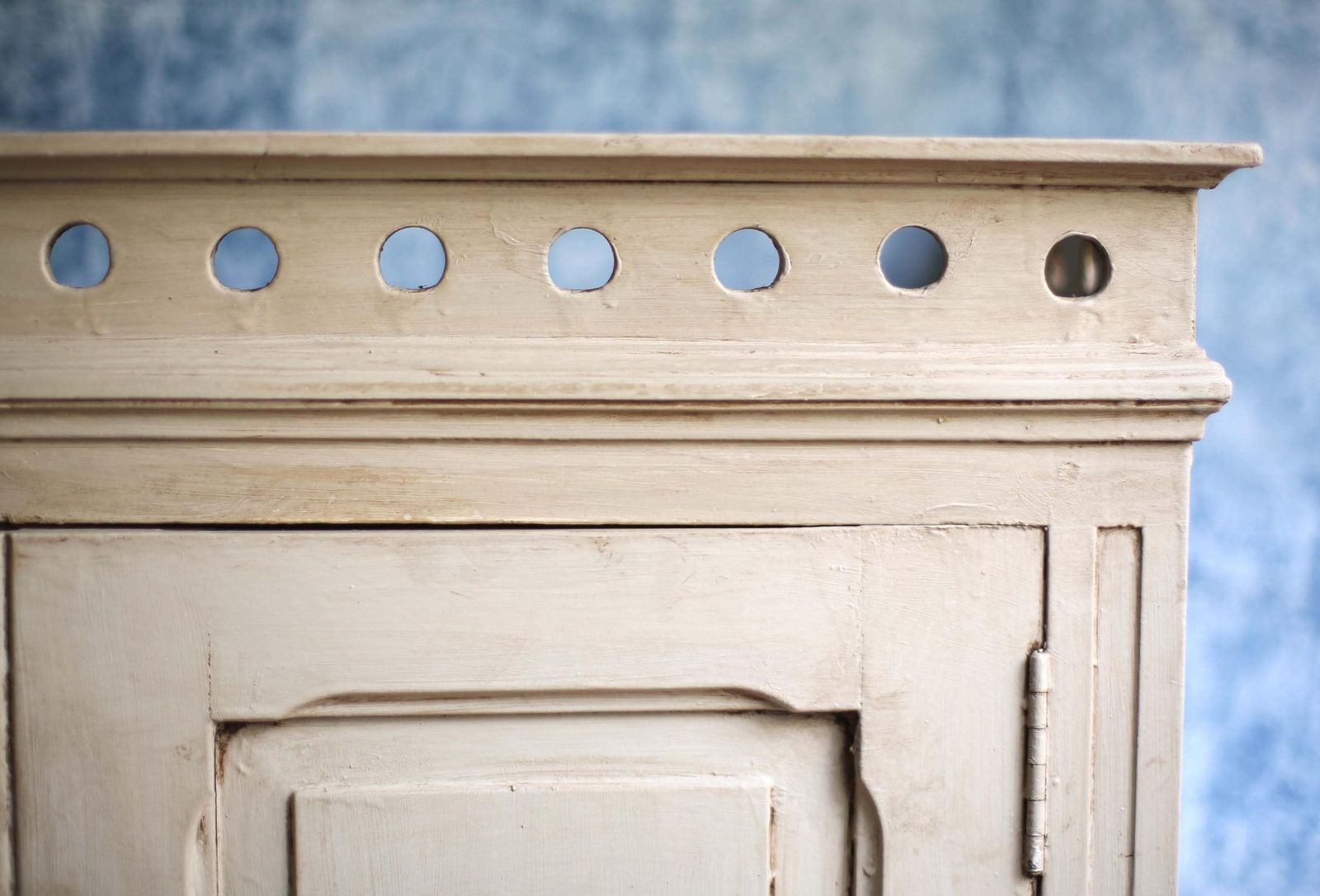 Antique Wooden Cabinet Painted Carved Kitchen Cupboard Unit photo for sale