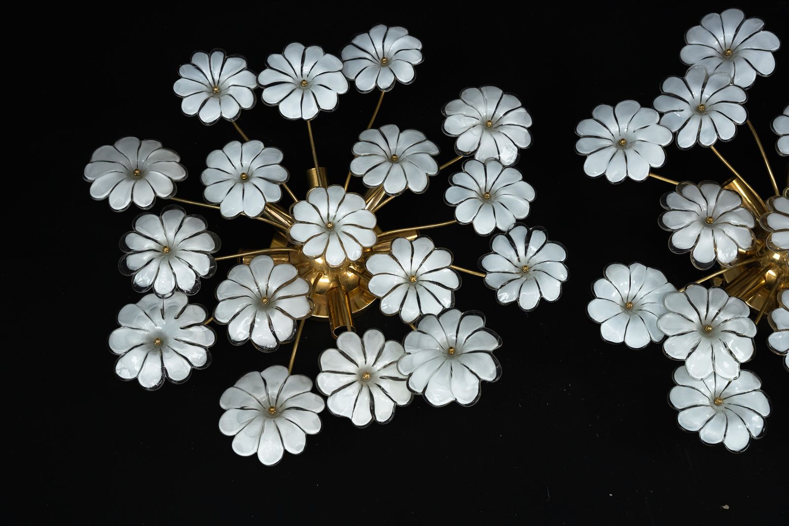 photo buy Pair Of Murano White Flower Ceiling Lamps. Italy 1980s