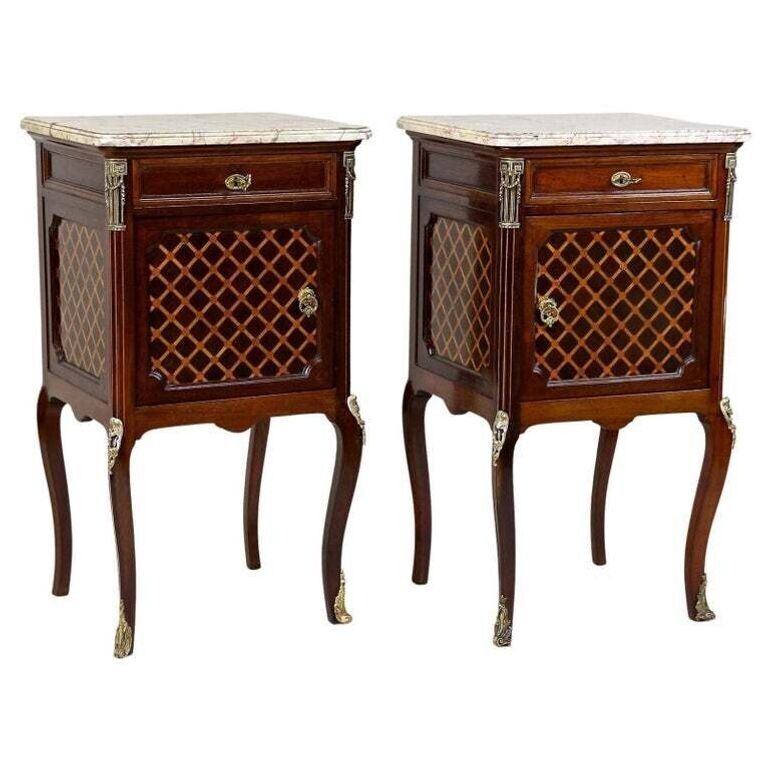 photo furniture 19th Century Pair Of Transitional Nightstands/ Side Tables, France Ca. 1870