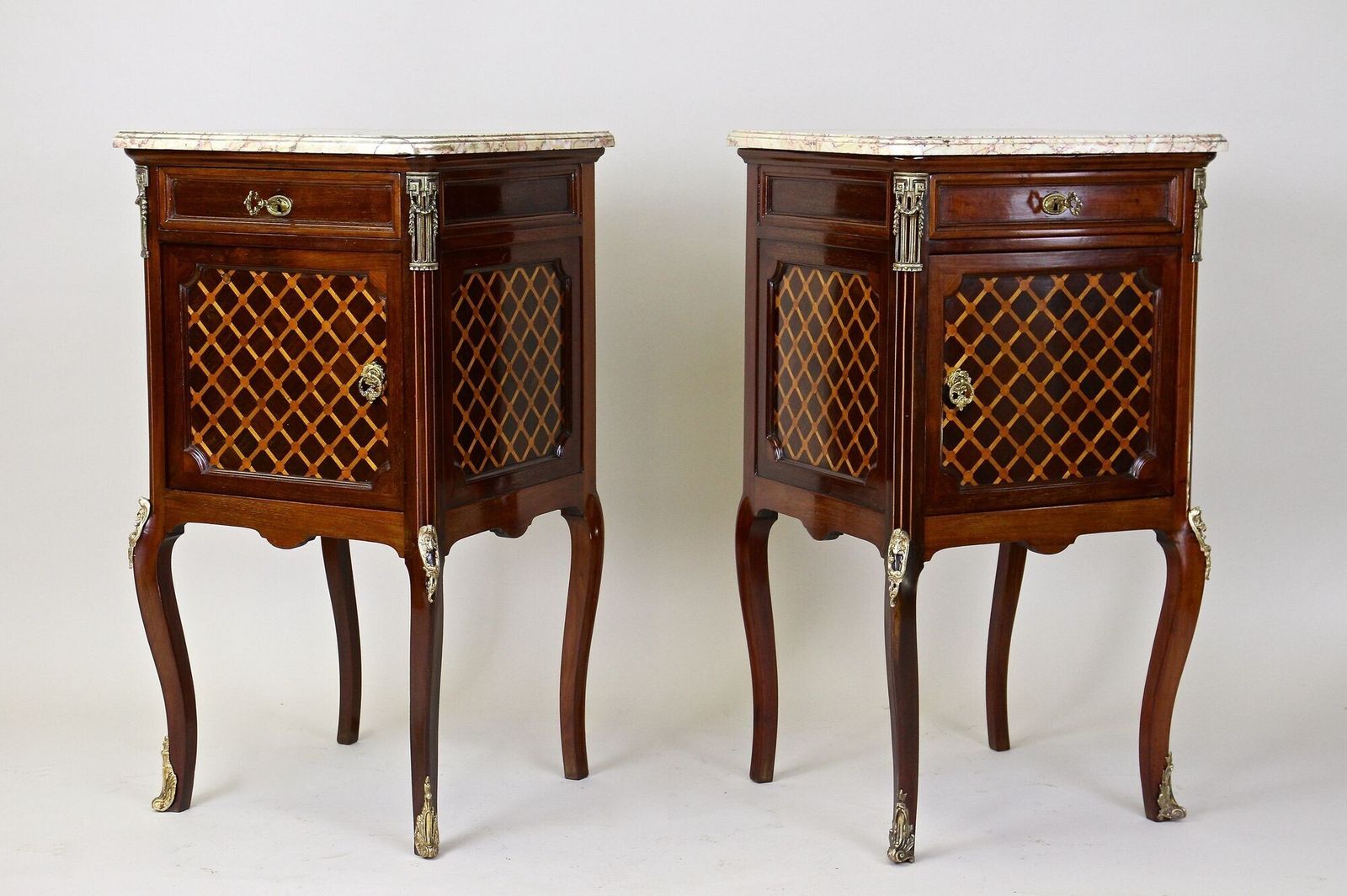 photo vintage 19th Century Pair Of Transitional Nightstands/ Side Tables, France Ca. 1870