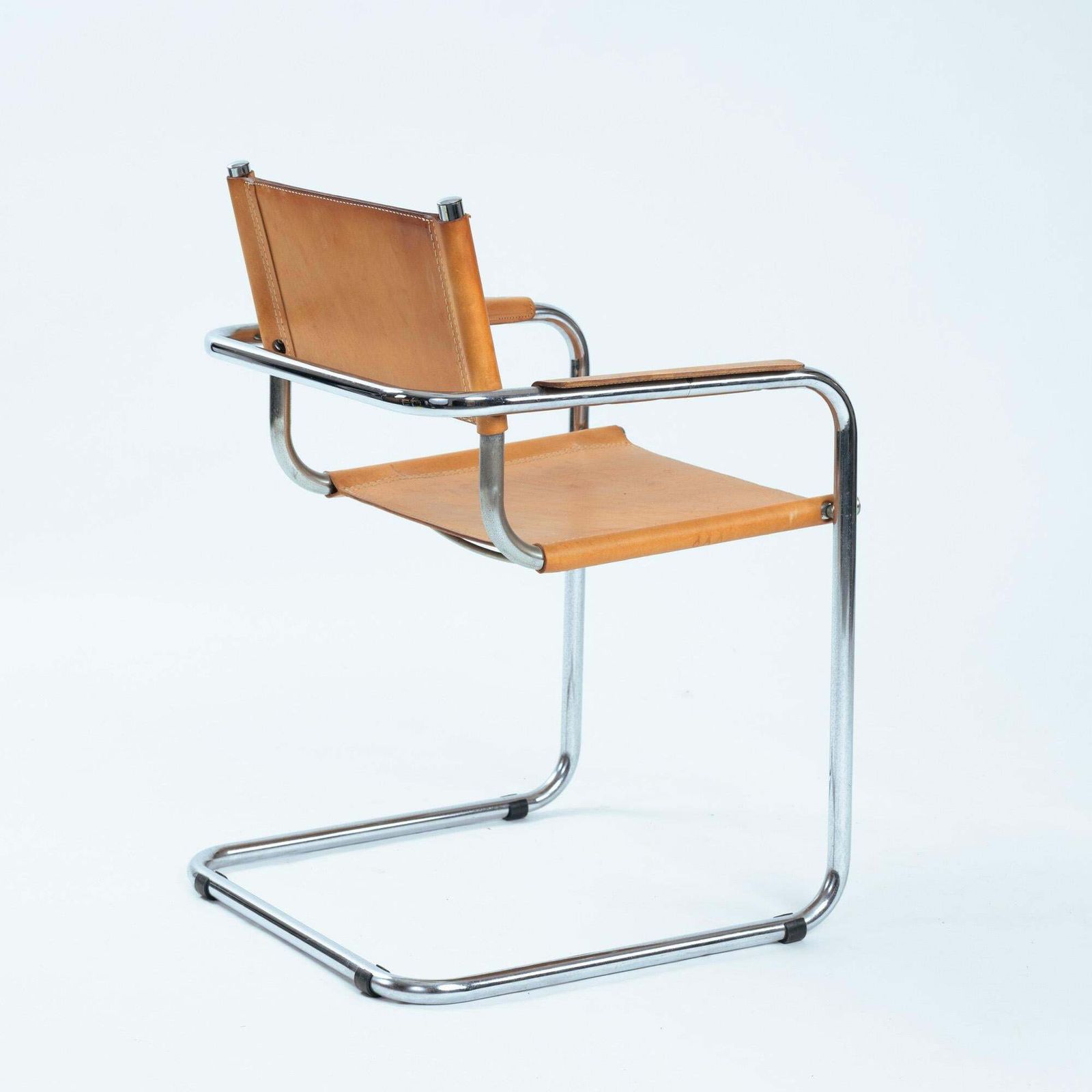 4 Cognac Saddle Leather Cantilever Bauhaus S 34 B 34 Chairs, 1970s photo 5728.0