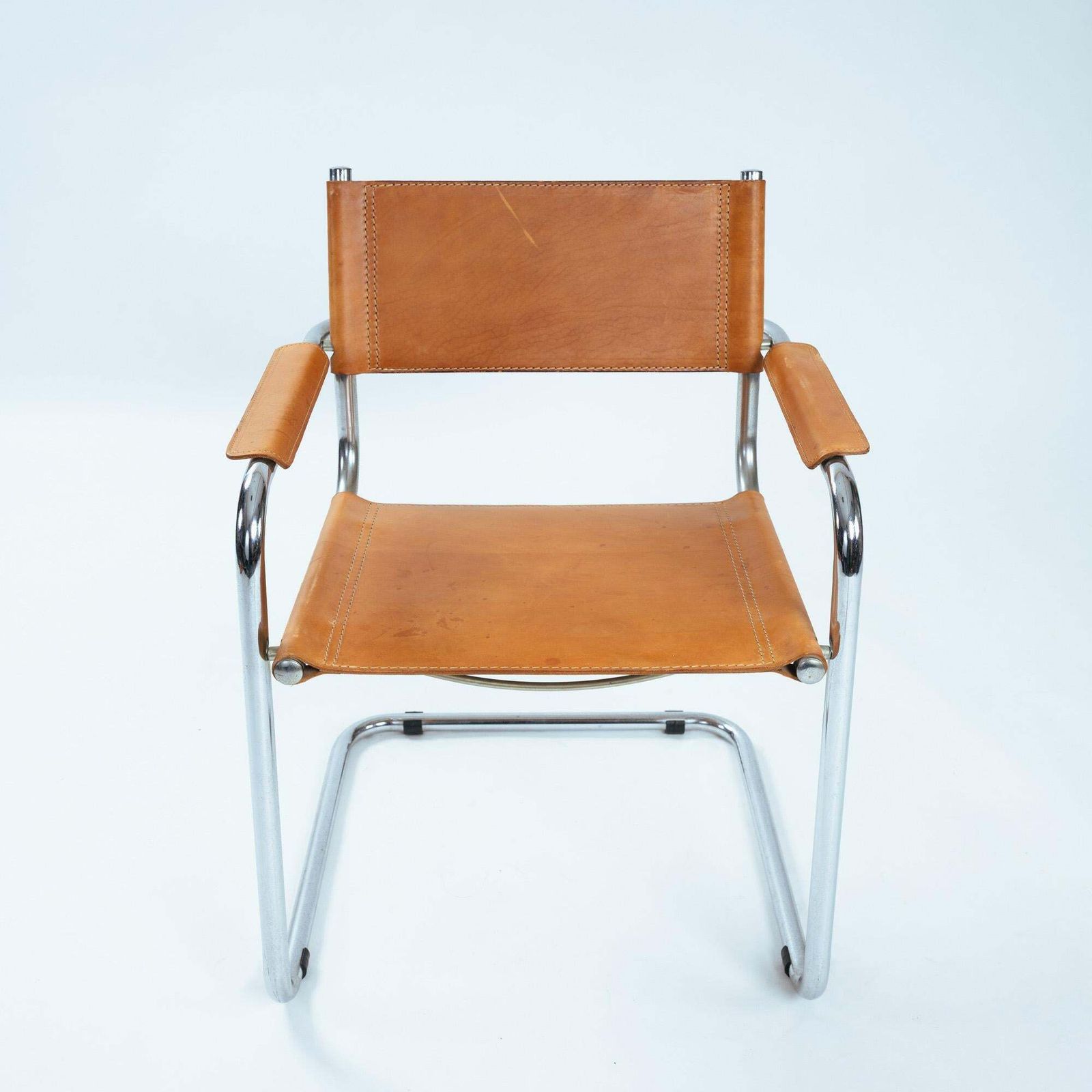 4 Cognac Saddle Leather Cantilever Bauhaus S 34 B 34 Chairs, 1970s photo buy