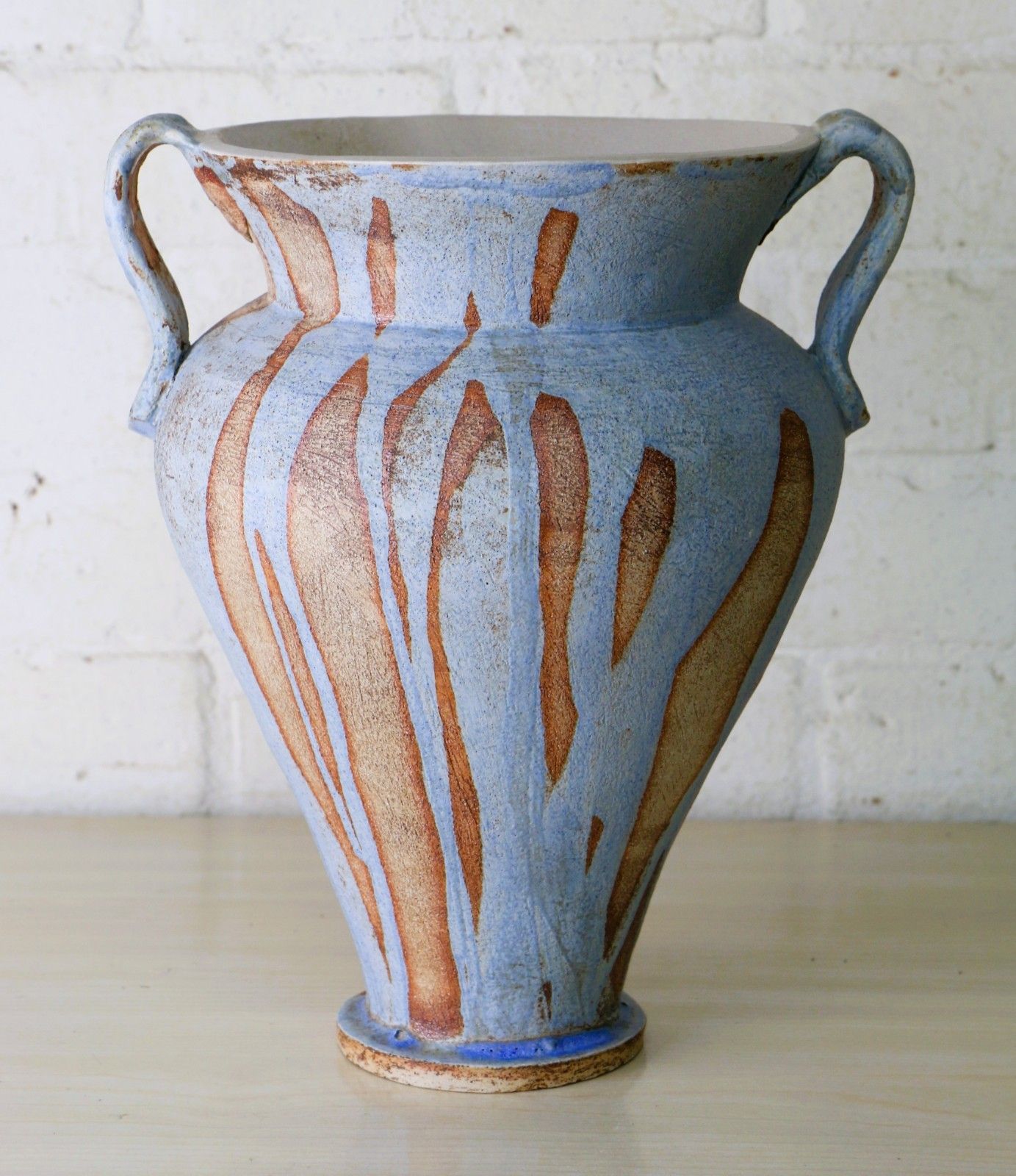 Large Ceramic Vase Studio Pottery By Jean Langdon Classic Urn Styled Blue Brown