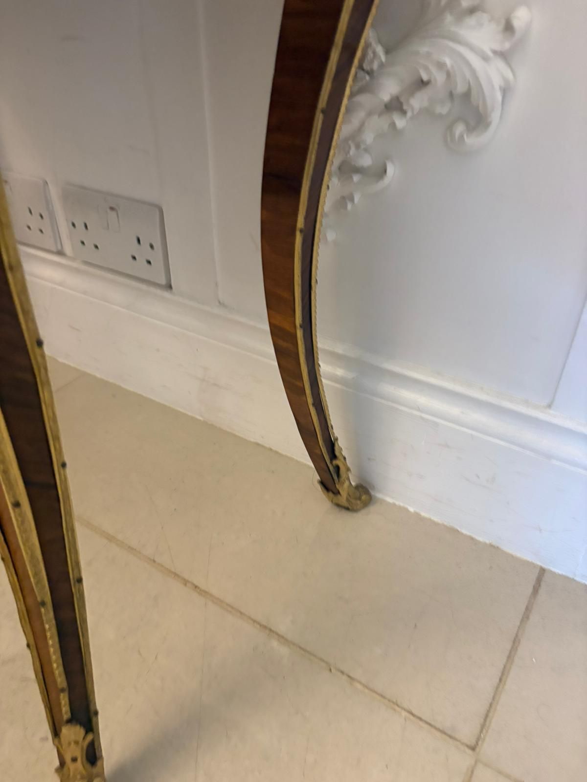 photo for sale Antique French 19th Century Ormolu Mounted Kingwood Jardiniere Stand Porcelain Plaque