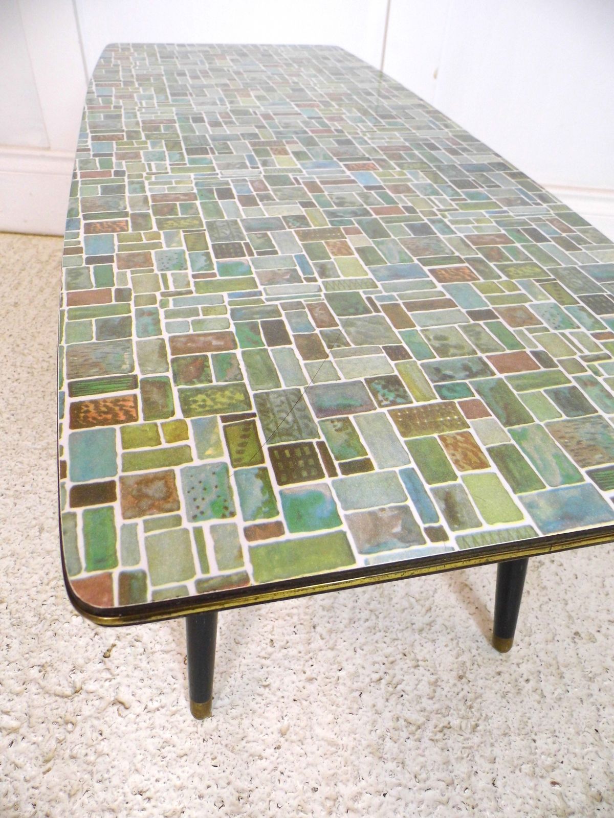 Furniture Opal Kleinmöbel: Formica Mosaic Topped Coffee Table Plant Stand 1950s German photo