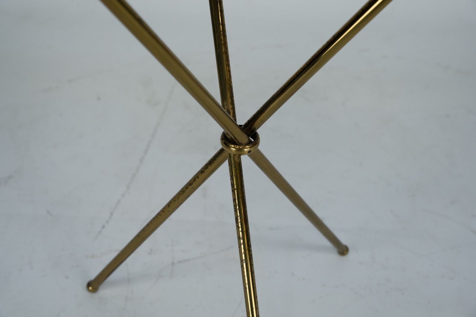 Small Italian Brass And Wood Tripod Coffee Table From 50s photo buy