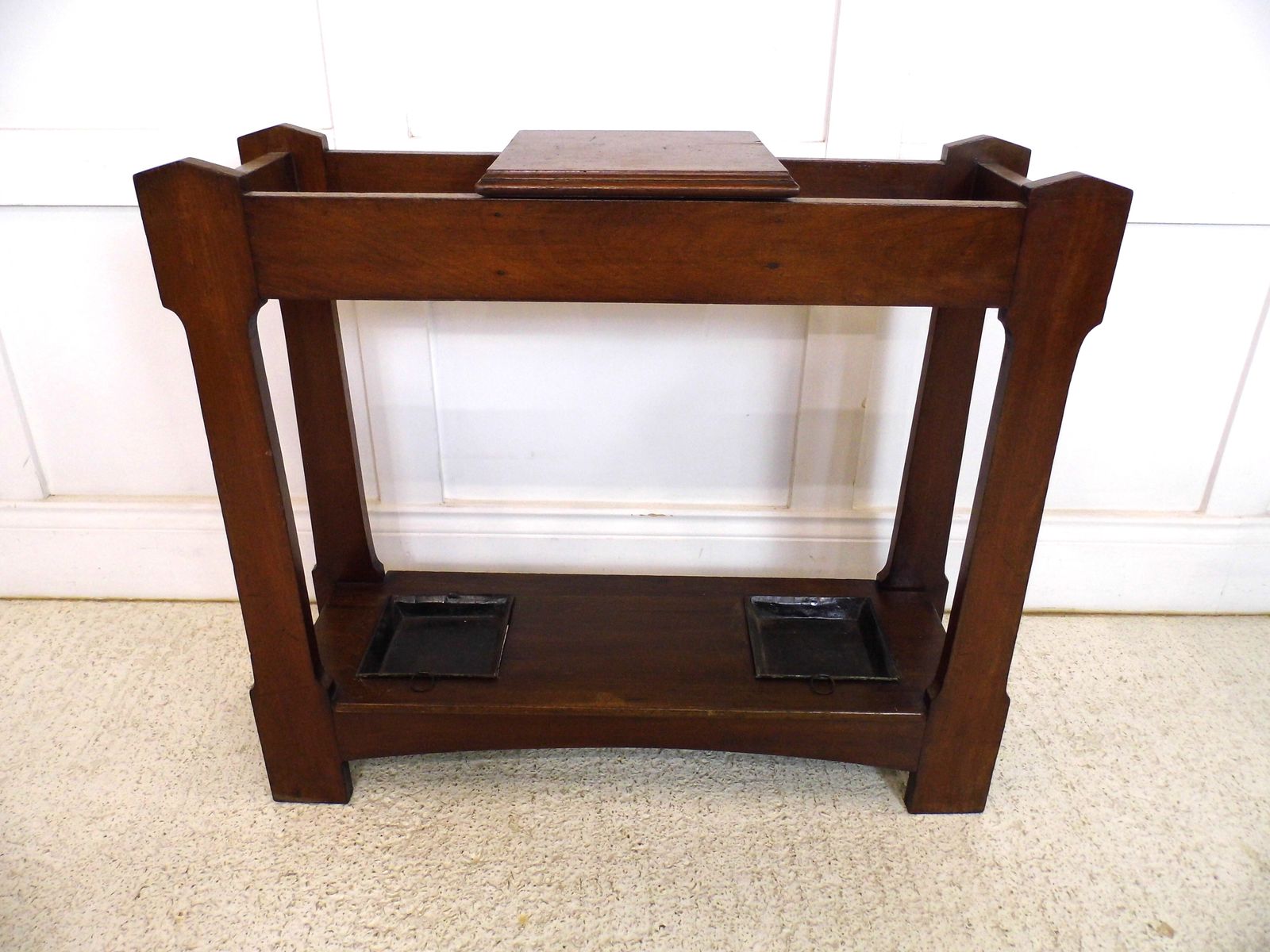photo for sale Antique Edwardian Mahogany Umbrella Stand / Stick Stand Arts & Crafts Hall Stand