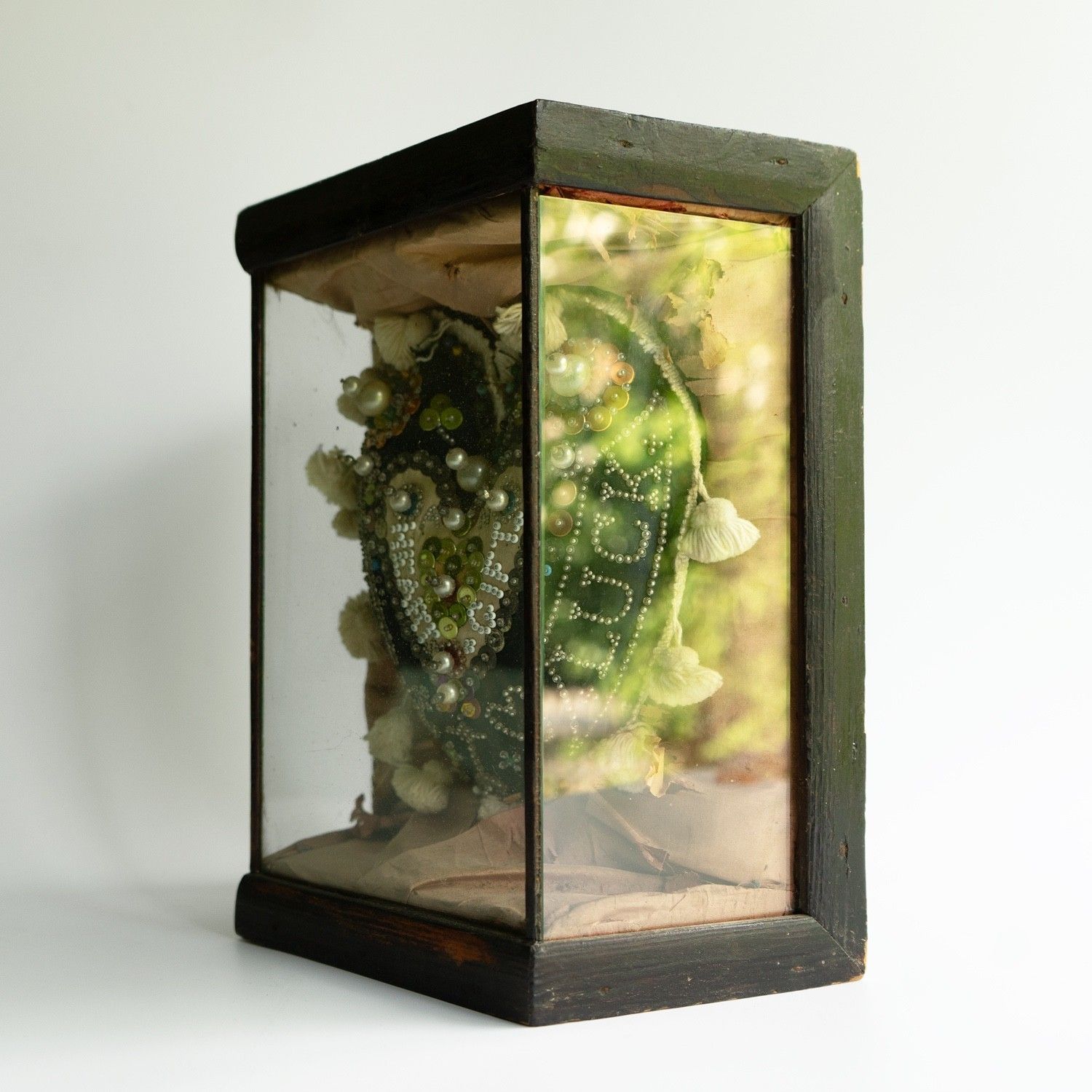 Antique Sailors Folk Art 'Sweetheart' Cushion In Glass Case, Late 19th Century photo buy