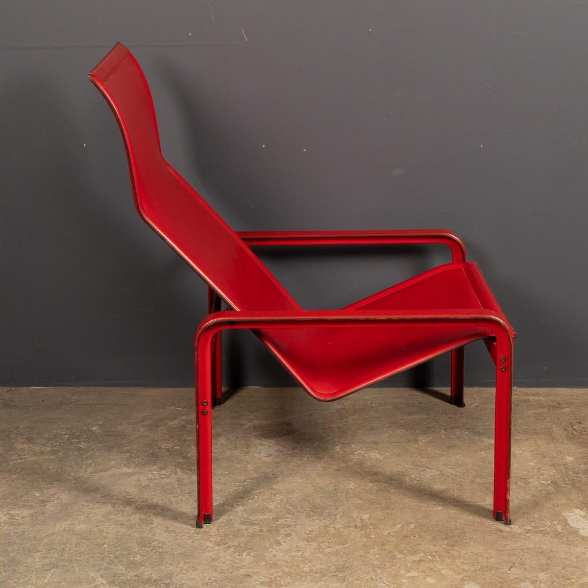 20thc Italian Red Leather Chair By Toussaint & Angeloni For Matteo Grassi C.1970 photo 4693.0