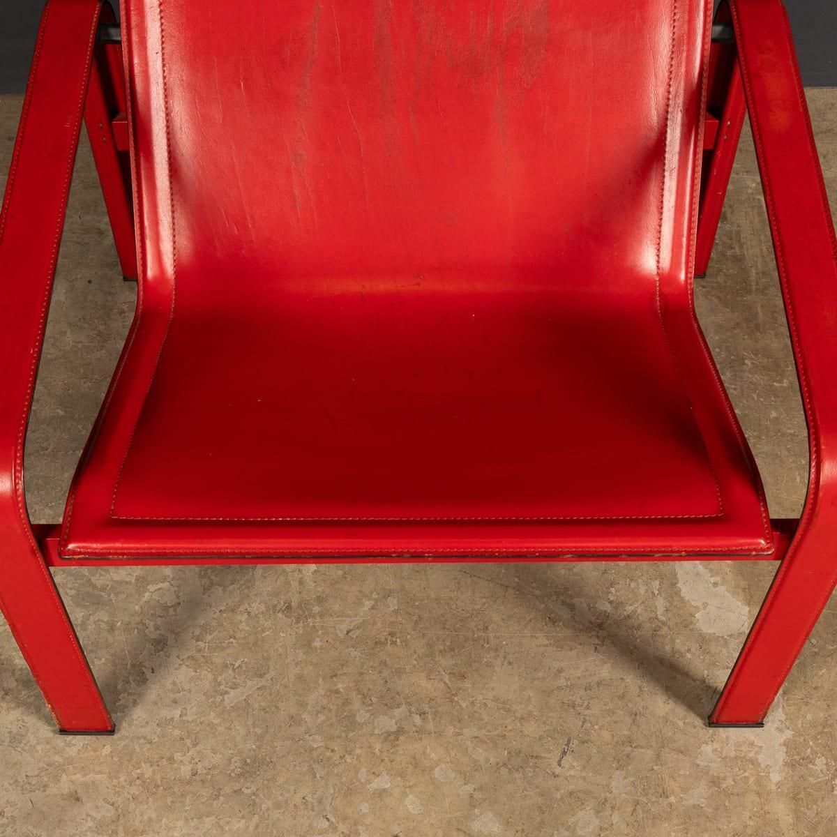 photo furniture 20thc Italian Red Leather Chair By Toussaint & Angeloni For Matteo Grassi C.1970