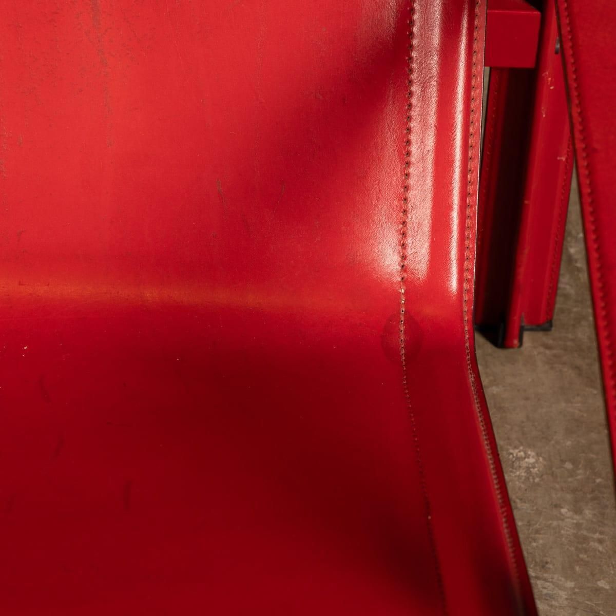 photo buy 20thc Italian Red Leather Chair By Toussaint & Angeloni For Matteo Grassi C.1970