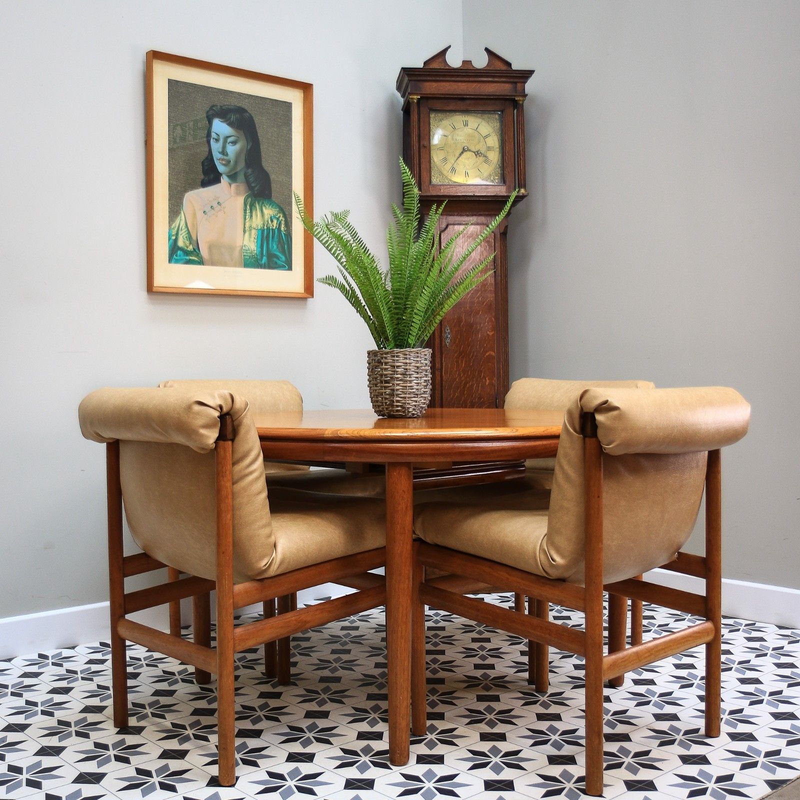 White And Newton Teak Dining Table And Four Chairs 1960s photo furniture