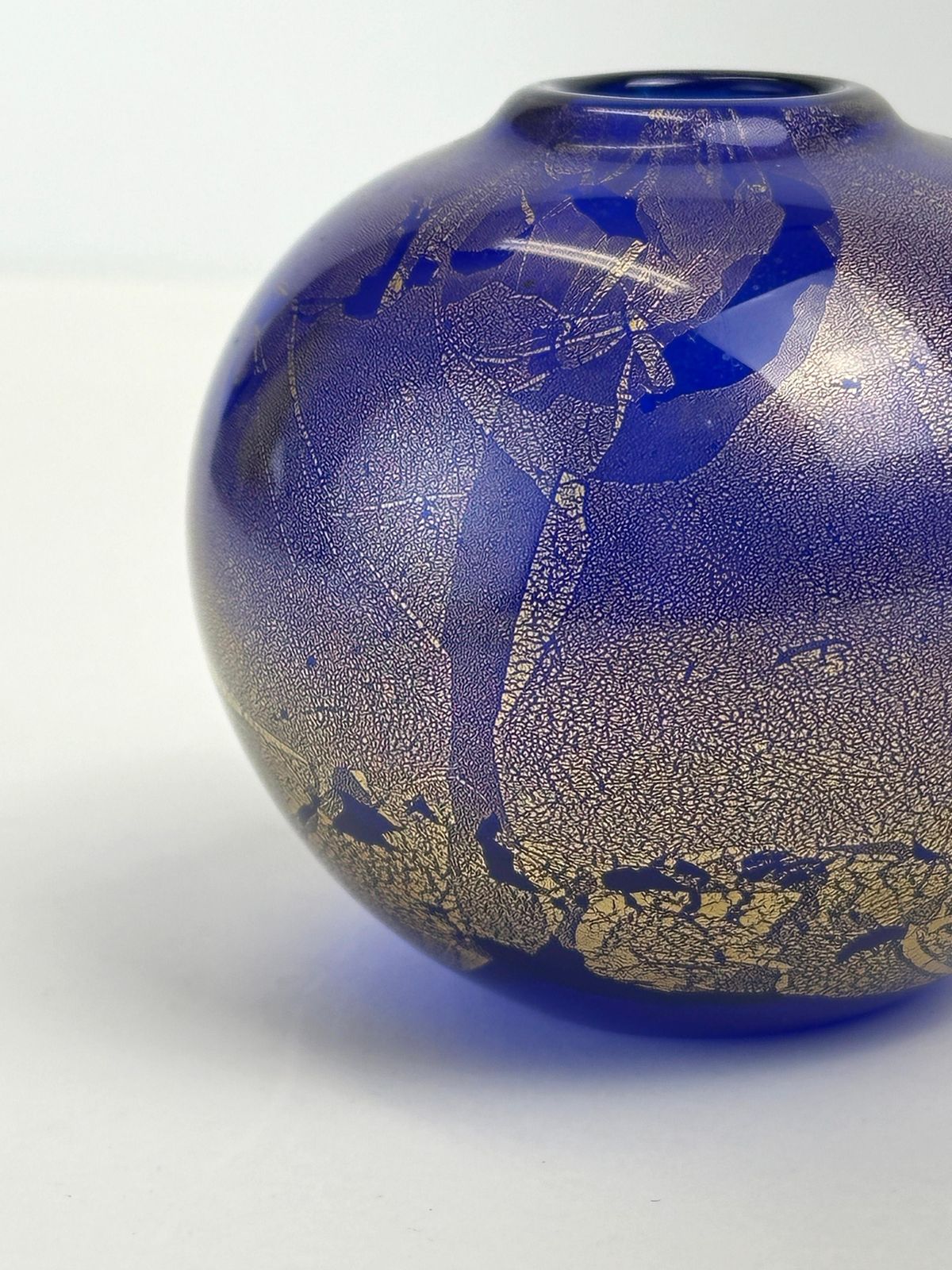 Michael Harris Azurene Cobalt Blue And Gold Glass Vase, Isle Of Wight, 1978 photo Home Decor