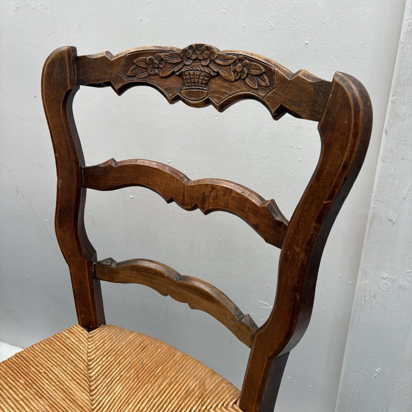 2 Vintage French Country ´Van Gogh” Ladderback Rush Seat Dining Chairs photo Furniture