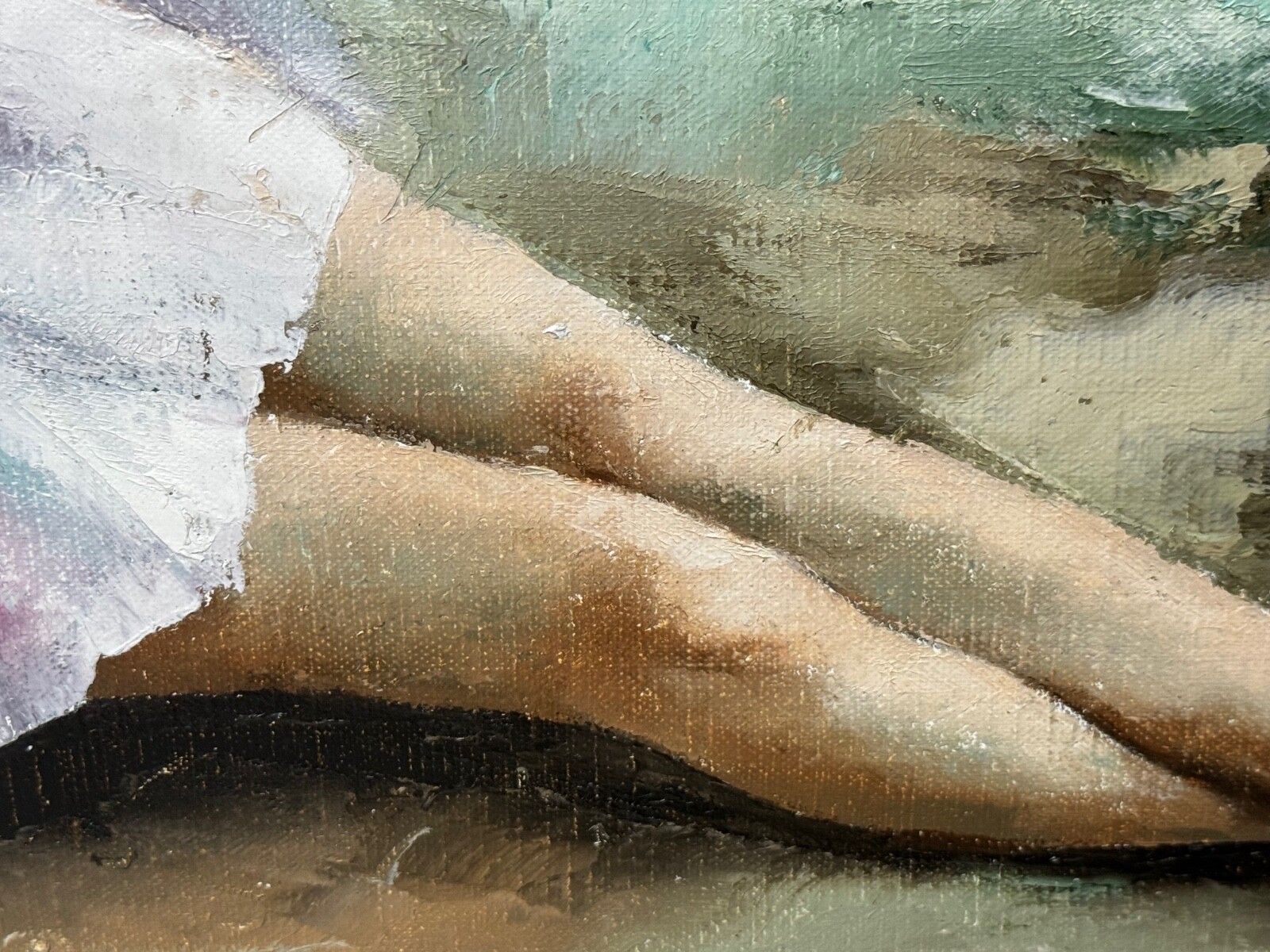 Midden 20e eeuw olieverfschilderij portret jonge vrouw ballerina danser, gesigneerd door Igor Talwinski photo vintage