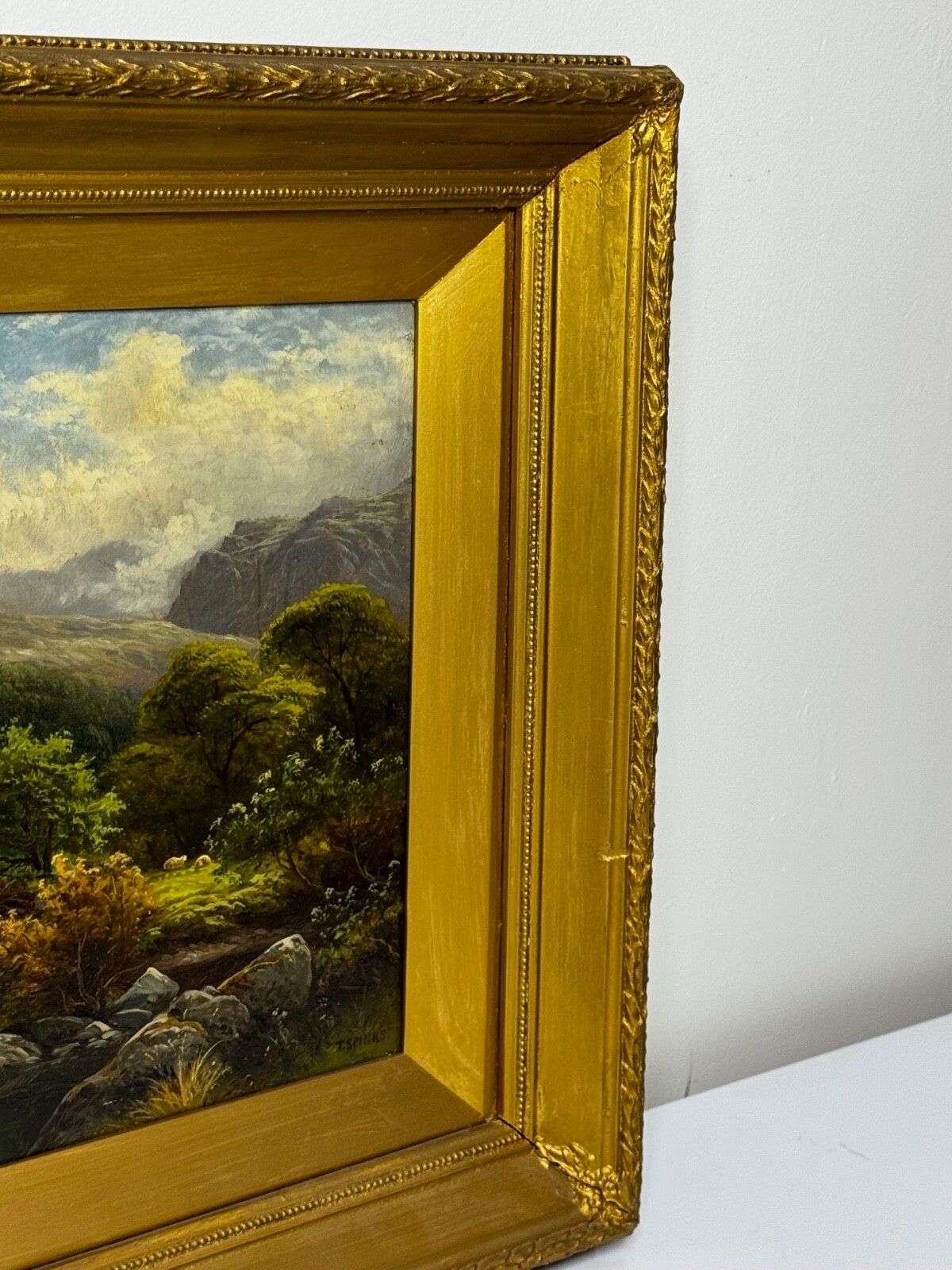 19th Century Oil Landscape A Quiet Pool North Wales On The Conwy River By Thomas Spinks photo for sale