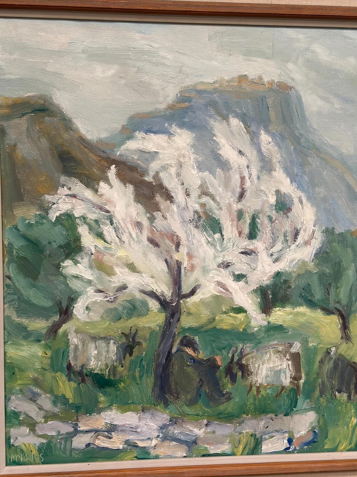 Original Swedish Oil On Canvas – “Shepherd” By May Nicklasson – Vintage & Framed – 64 × 73 Cm (25.2" × 28.7") photo 275.0