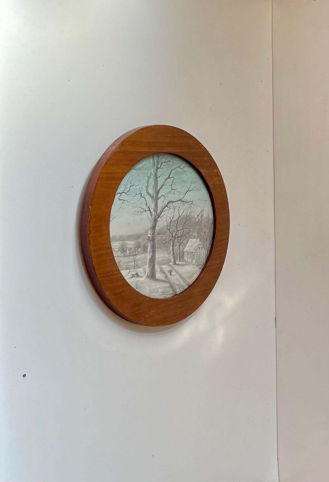 Antique Idyllic Oval Drawing By A Danish Flora Danica Artist photo Art