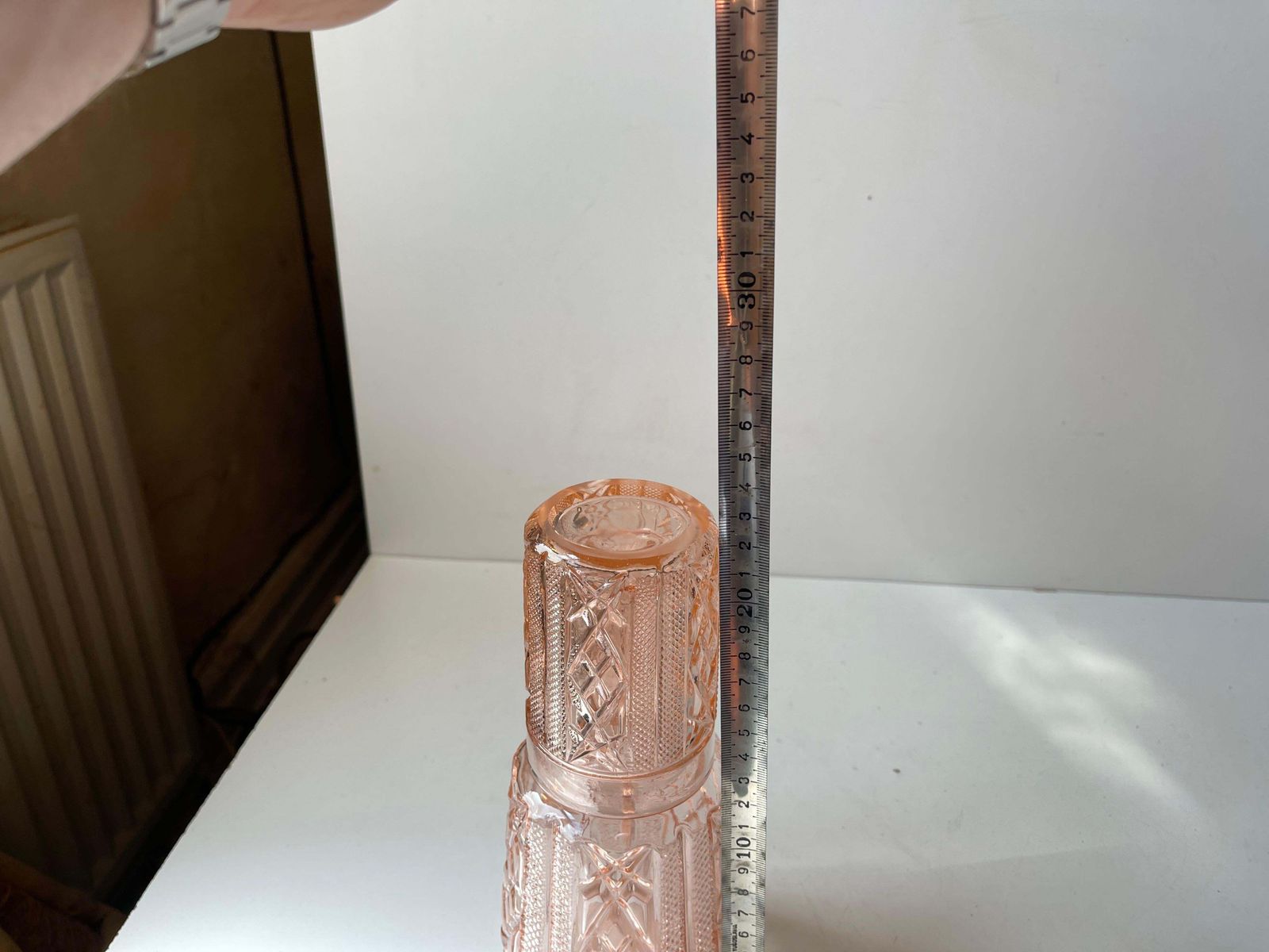 Pink Art Deco Decanter By Brockwitz, Germany 1920s photo vintage