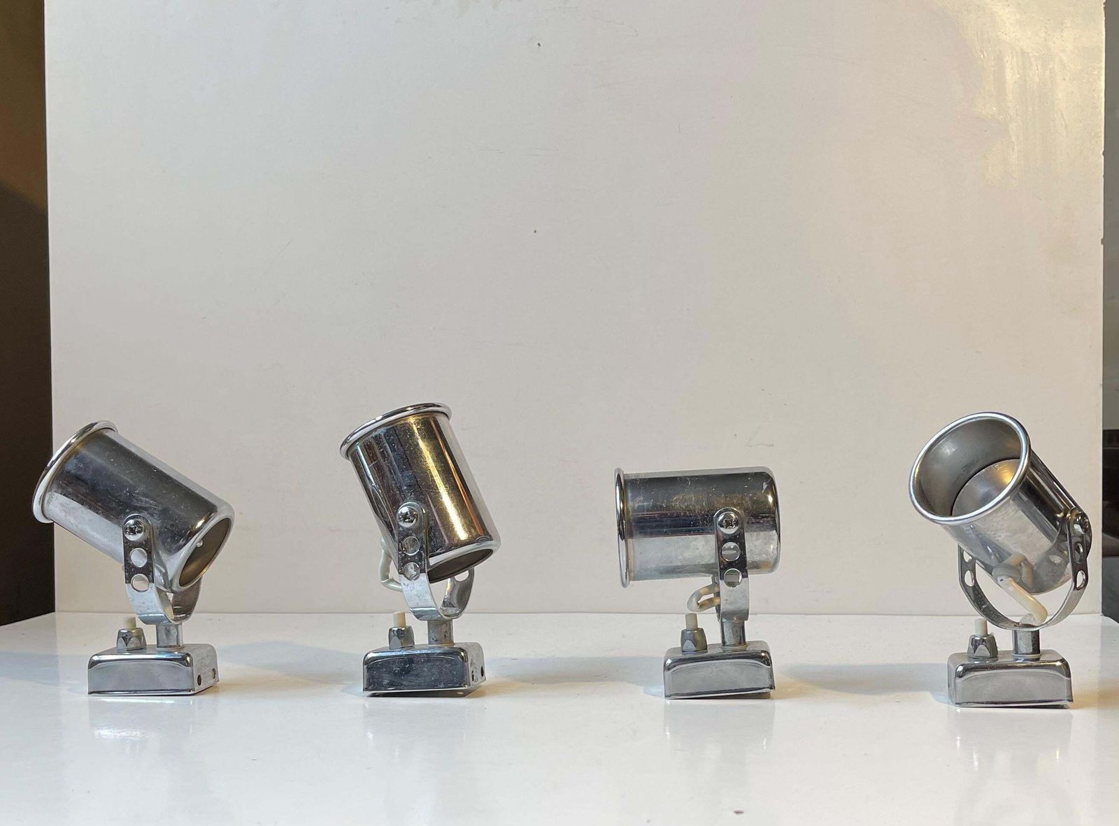 Vintage Italian Nautical Ship Cabin Wall Lights In Chrome, 1970s, Set Of 4 photo furniture