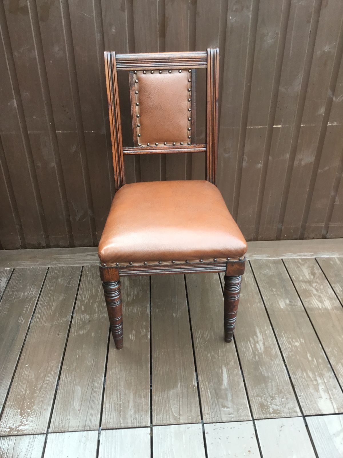 Victorian Oak And Mahogany Leather Side Chair. Excellent Condition photo furniture