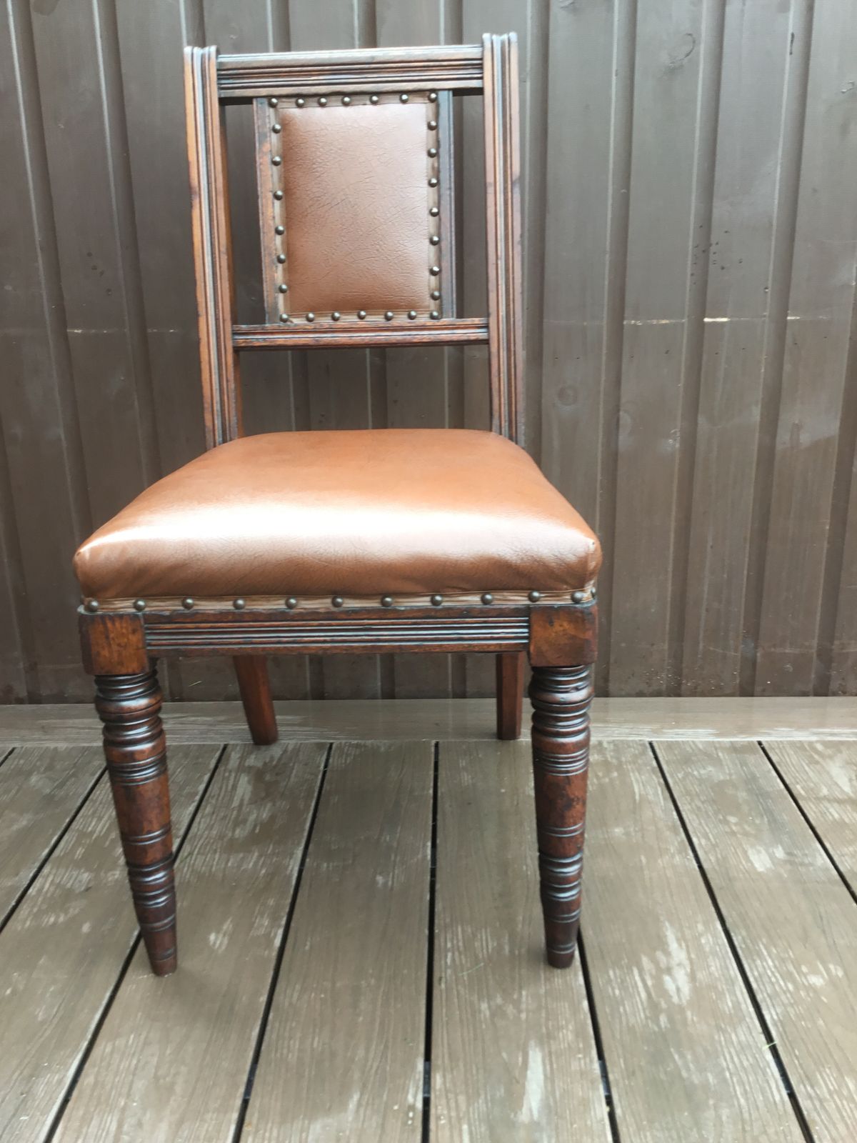 Victorian Oak And Mahogany Leather Side Chair. Excellent Condition photo for sale
