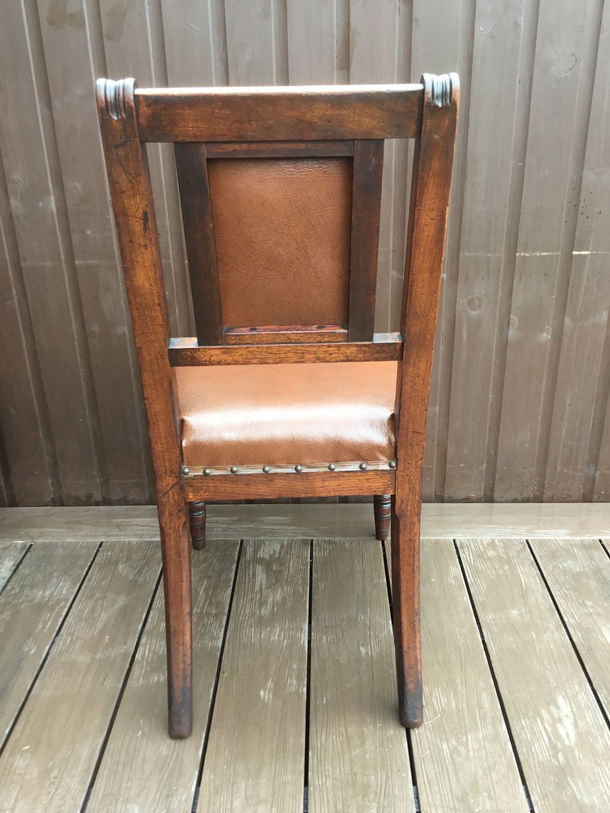 photo buy Victorian Oak And Mahogany Leather Side Chair. Excellent Condition