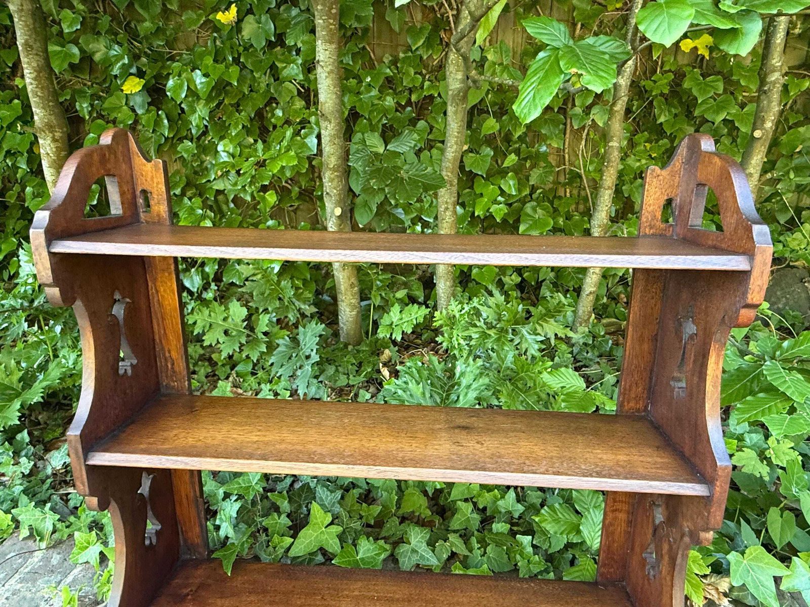 photo for sale Edwardian Antique Oak Wall Shelf Rustic Country Cottage Display Shelving (58cm W, 58cm H)