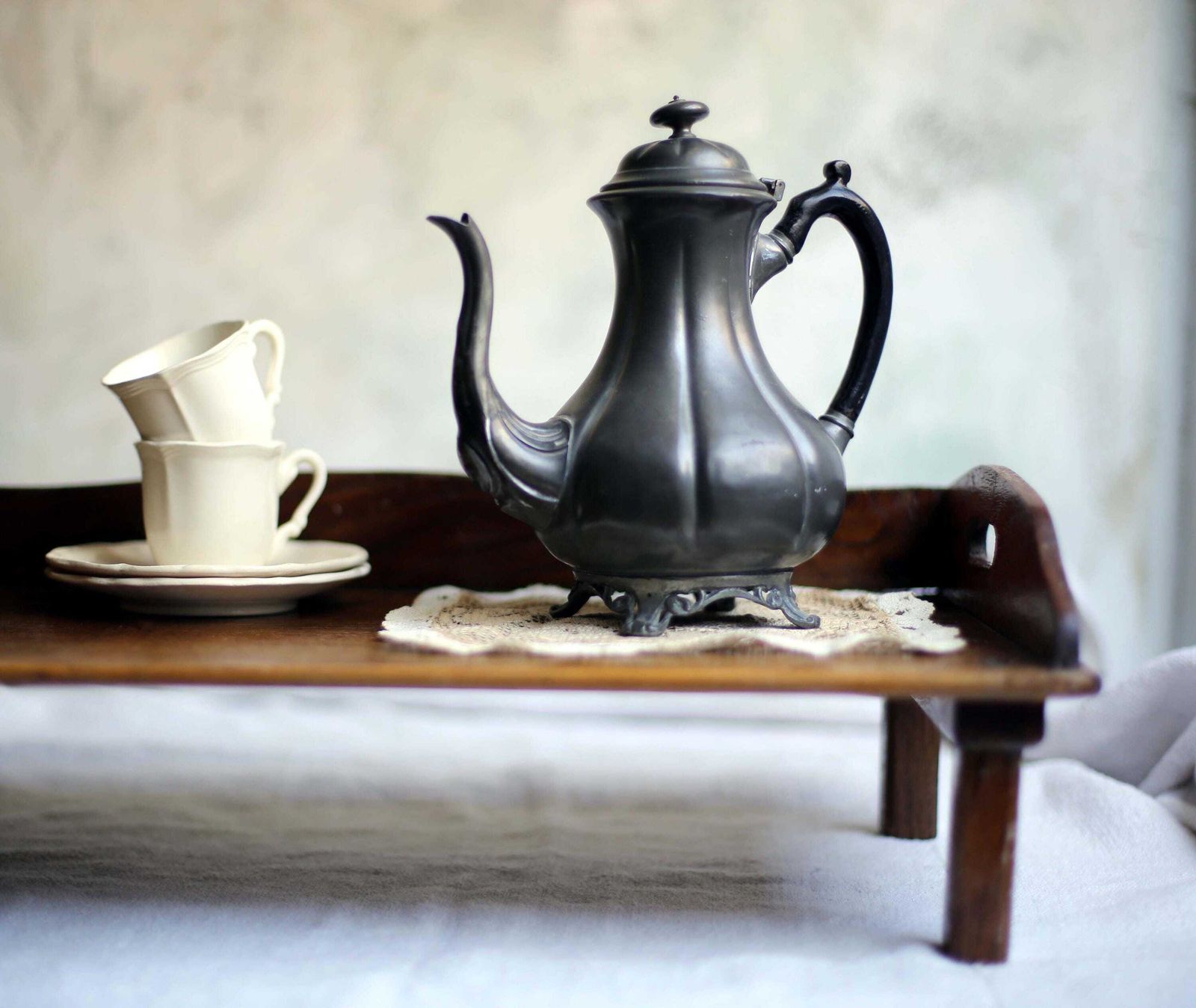 Antique Rococo Gadrooned Coffee Pot Pewter V S Sheffield