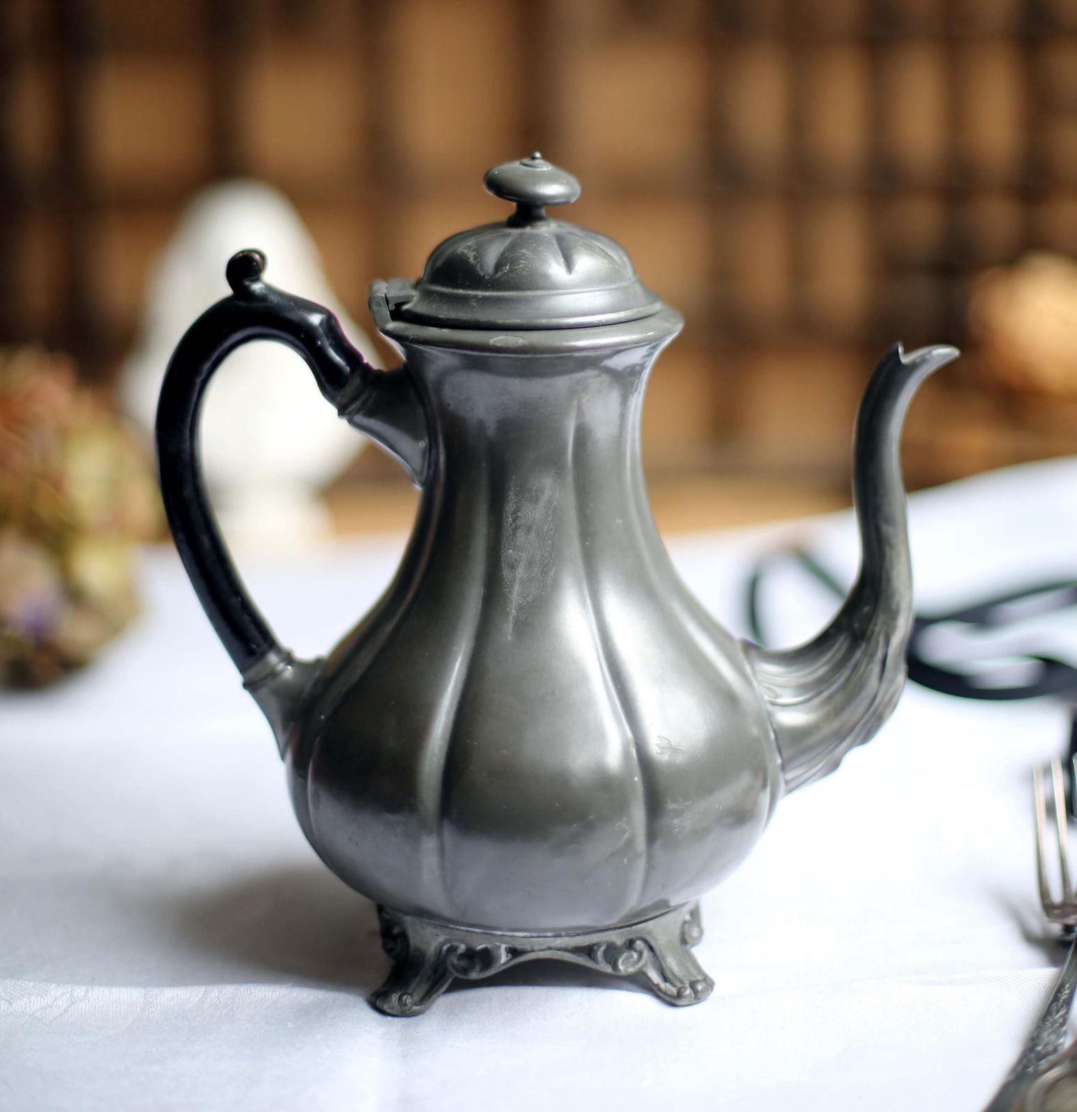 Antique Rococo Gadrooned Coffee Pot Pewter V S Sheffield photo 81.0