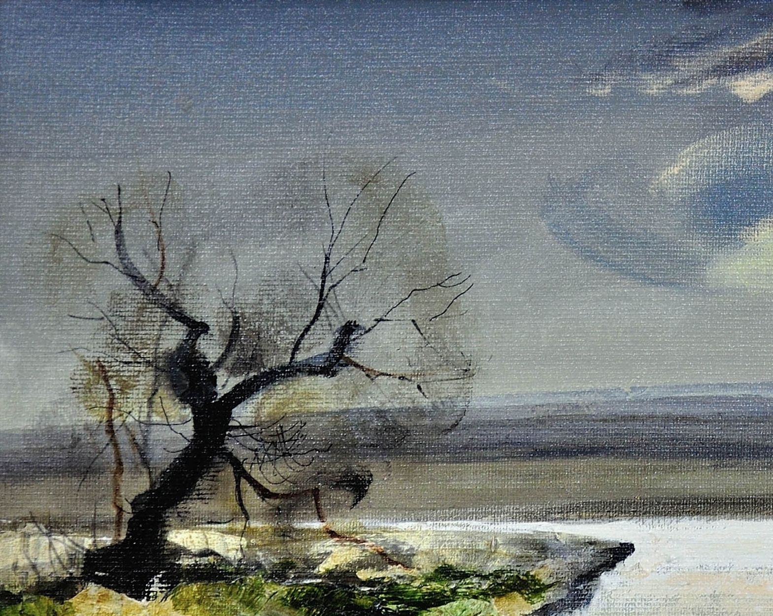 Rowland Hilder 1905 To 1993. British. River Bure, Norfolk. East Anglia. 1950s Framed Oil Painting Of The Norfolk Broads Landscape. Tugboat And Barges. photo vinterior