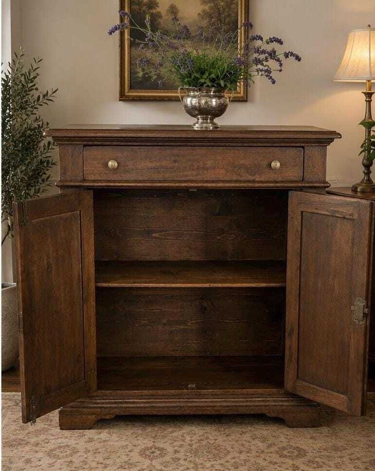 Antique Rustic Oak Housekeepers Cupboard Cabinet With Drawer | Victorian Country House Storage photo furniture