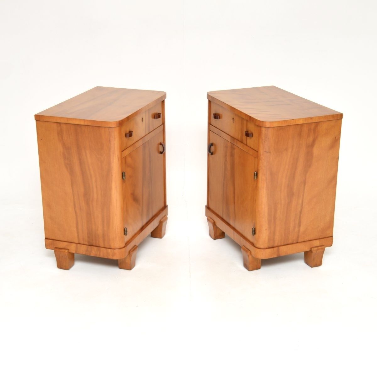 Furniture Pair Of Swedish Art Deco Walnut Bedside Cabinets photo