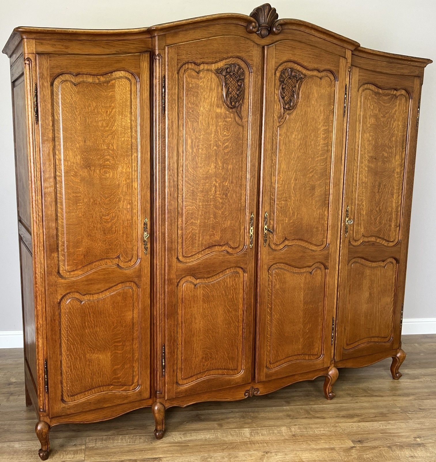 Wardrobe Vintage French Louis XVI Style Oak Four Door Carved Armoire Lot 6110 photo furniture