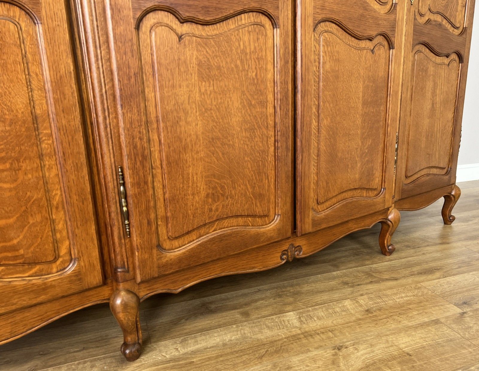 photo furniture Wardrobe Vintage French Louis XVI Style Oak Four Door Carved Armoire Lot 6110